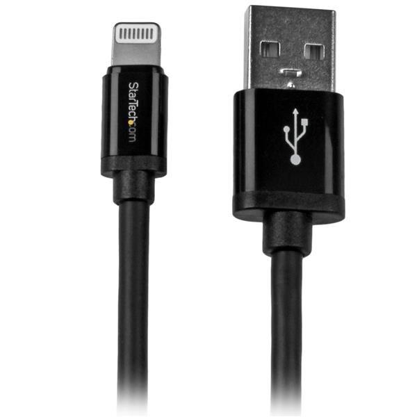 Image of StarTech.com 2m Apple 8 Pin Lightning Connector auf USB Kabel - Schwarz - USB Kabel für iPhone iPod iPad