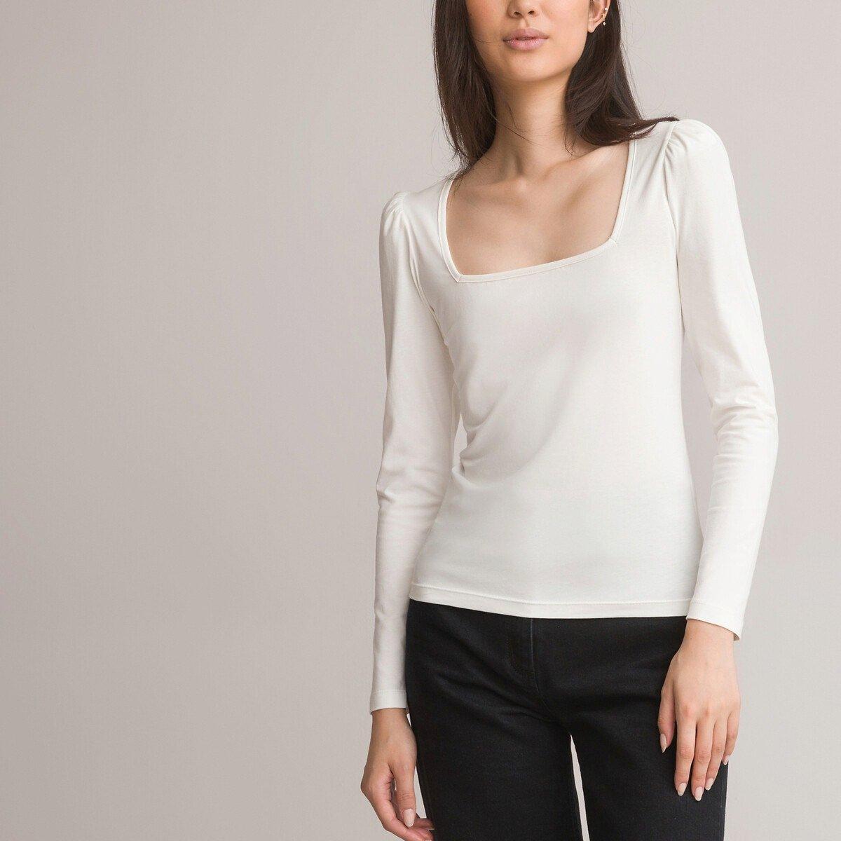 La Redoute Collections  Langarm-Shirt mit Karree-Ausschnitt 