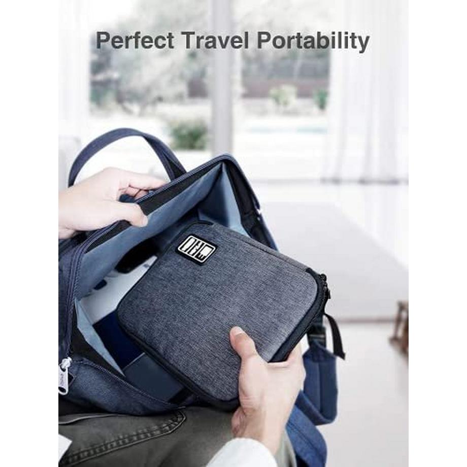 Only-bags.store  Sac de rangement de câbles, sac de rangement de câbles compact, sac de rangement de câbles portable, sac de rangement de câbles petit pour câble de chargement, USB, cartes SD, chargeur, banque d'alimentation 