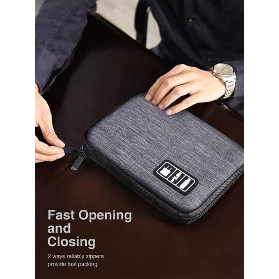 Only-bags.store  Sac de rangement de câbles, sac de rangement de câbles compact, sac de rangement de câbles portable, sac de rangement de câbles petit pour câble de chargement, USB, cartes SD, chargeur, banque d'alimentation 