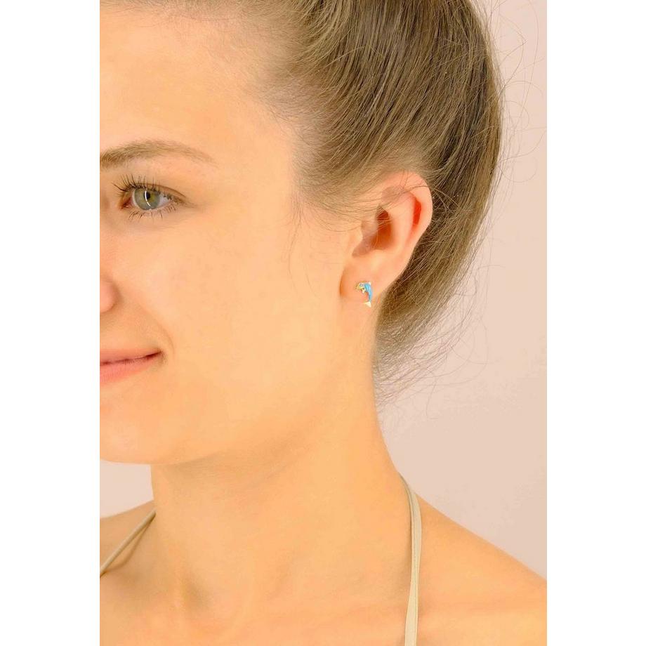 MUAU Schmuck  Ohrstecker Delfine Gelbgold 750/weiss 11mm 