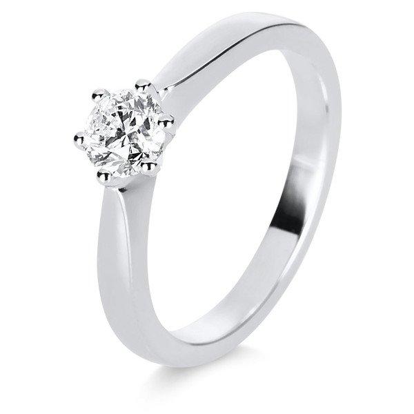 Image of Solitär-ring 585/14k Weissgold Diamant 0.5ct. Damen Silber 54