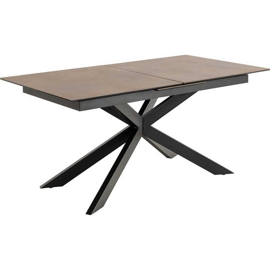 Tavolo da pranzo Isolde in vetroceramica marrone allungabile 168-210x90