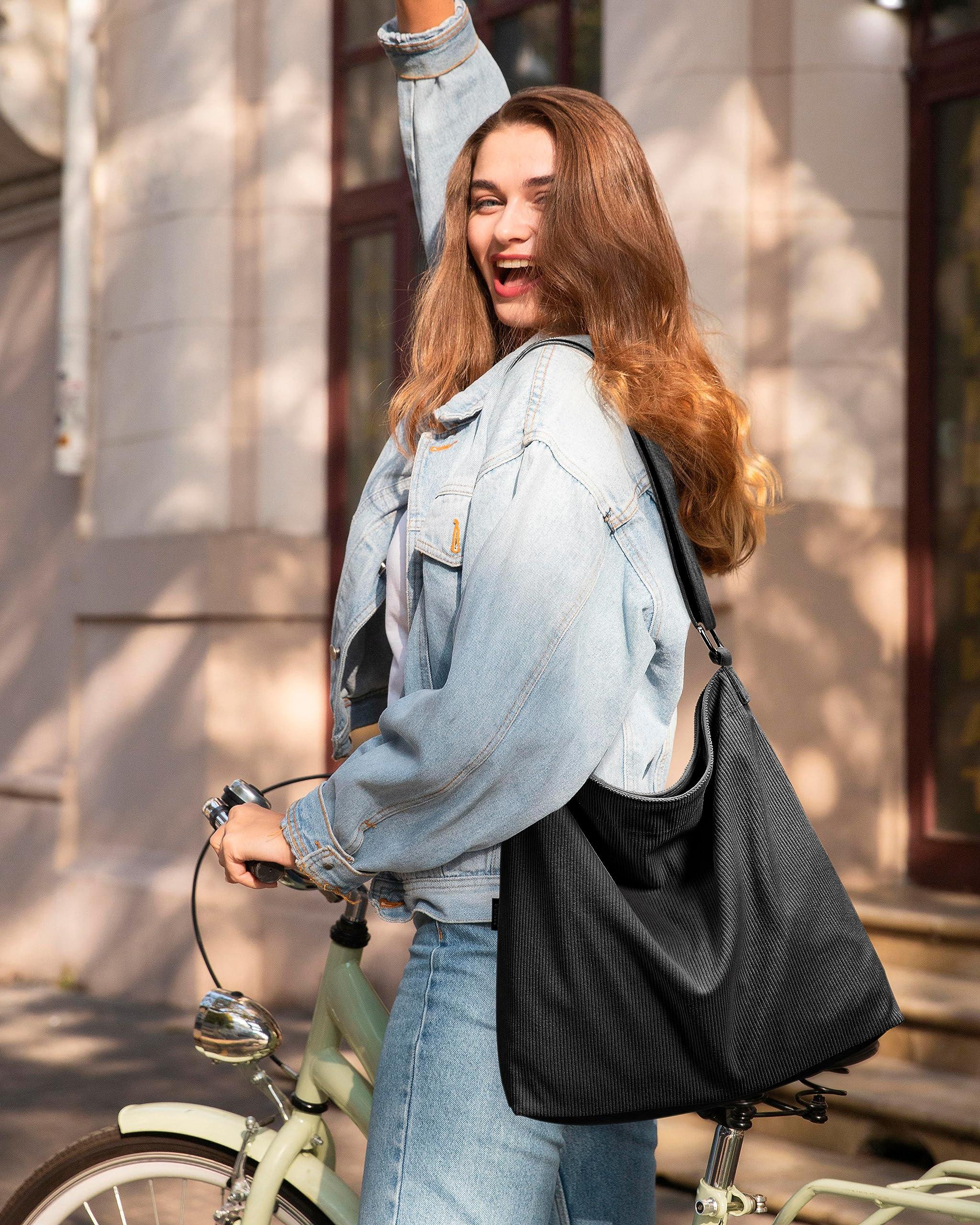 Only-bags.store  Kordtasche Umhängetasche mit Reißverschluss Wasserdichter Shopper Große Kord-Umhängetasche 