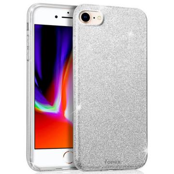 iPhone SE / 8 / 7 - Coque silicone Fonex Glitter argenté