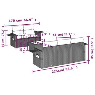 VidaXL set divano da giardino Polirattan  