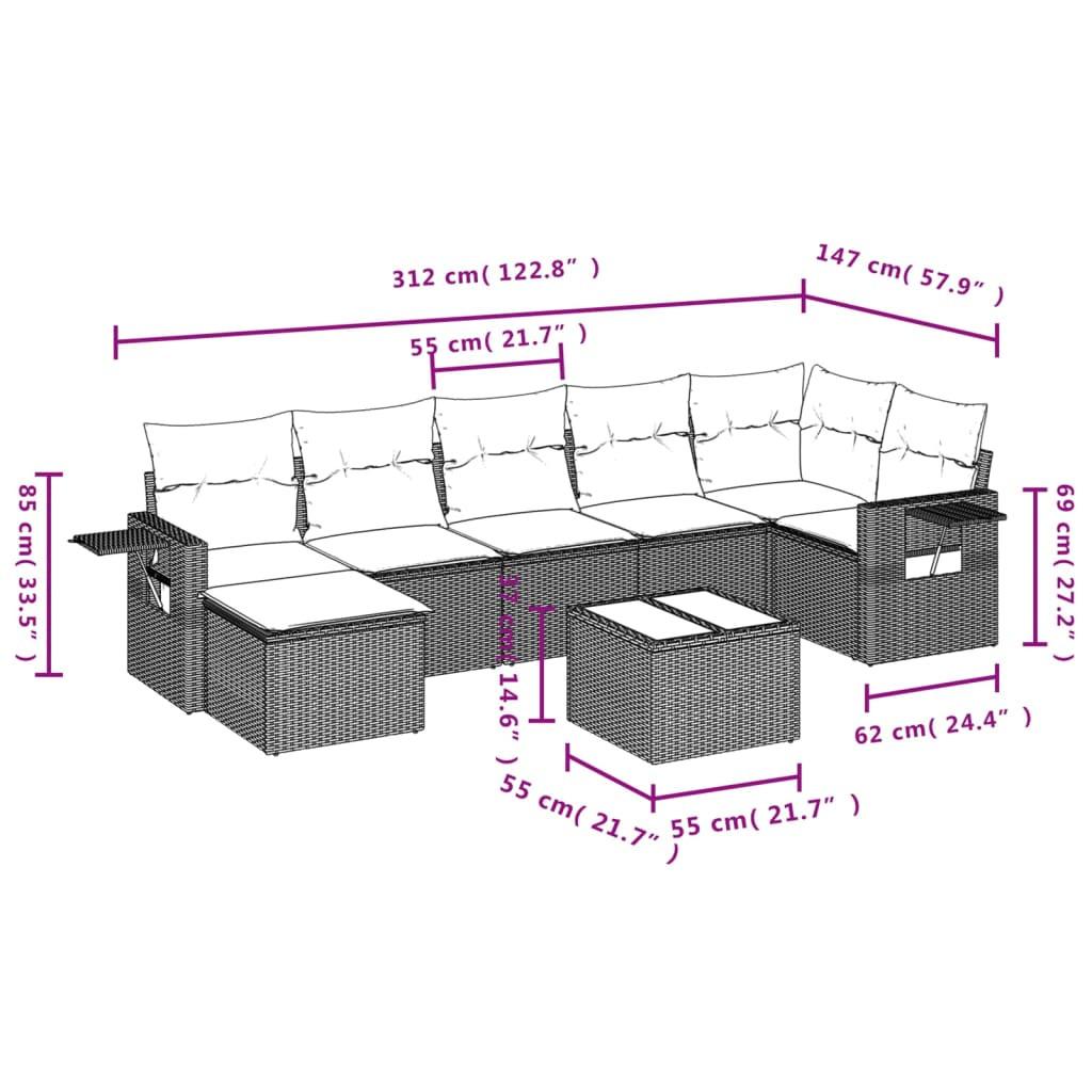 VidaXL set divano da giardino Polirattan  