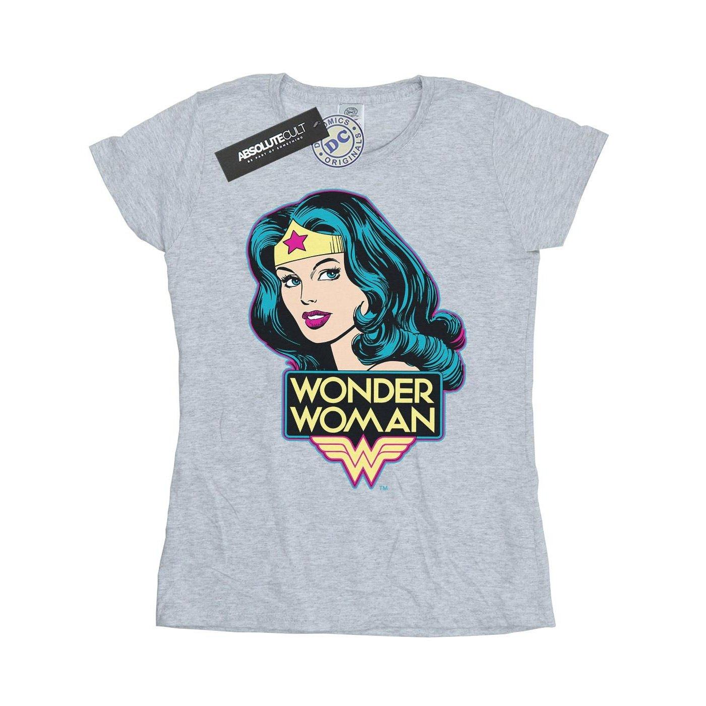 Image of Wonder Woman Head Tshirt Damen Grau XL