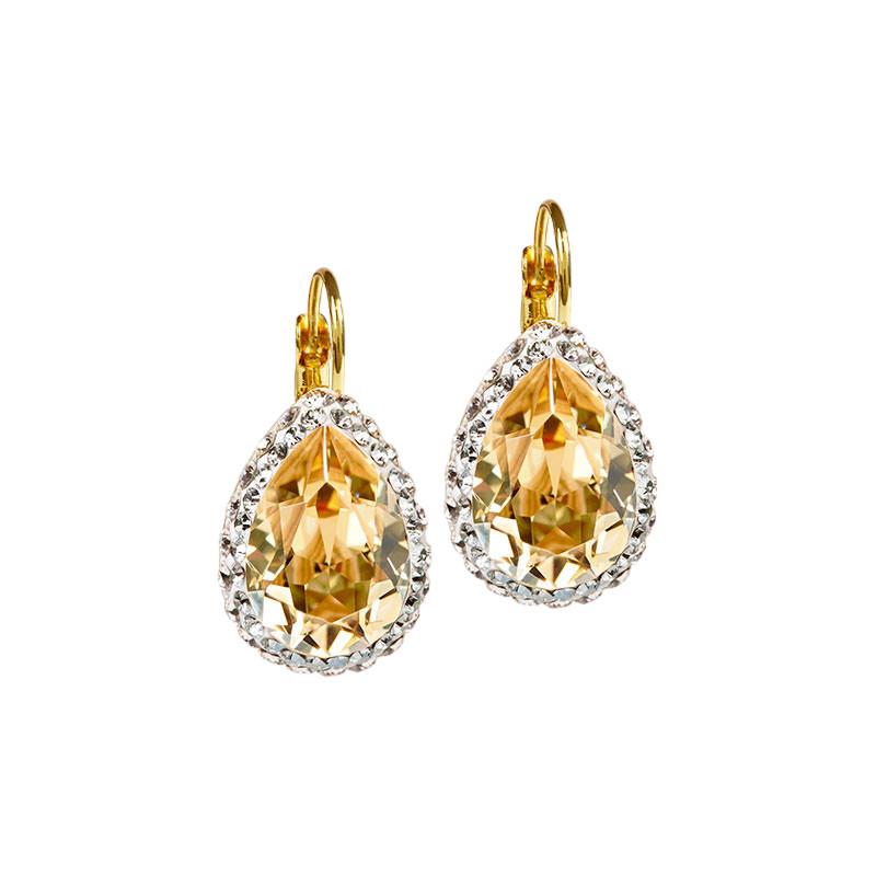 Image of Ohrringe Mit Geschliffenen Kristallen "june" Damen Gold 25mm