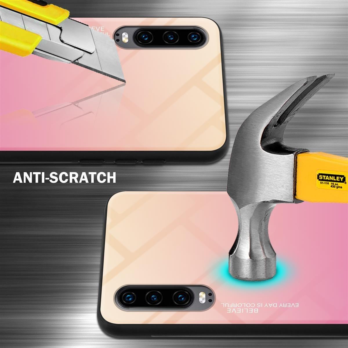 Cadorabo  Housse compatible avec Huawei P30 - Coque de protection bicolore en silicone TPU et dos en verre trempé 