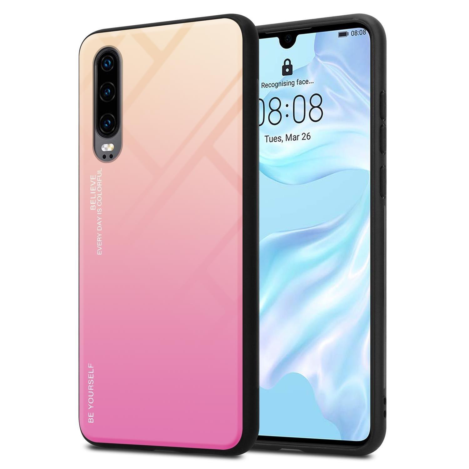 Cadorabo  Housse compatible avec Huawei P30 - Coque de protection bicolore en silicone TPU et dos en verre trempé 