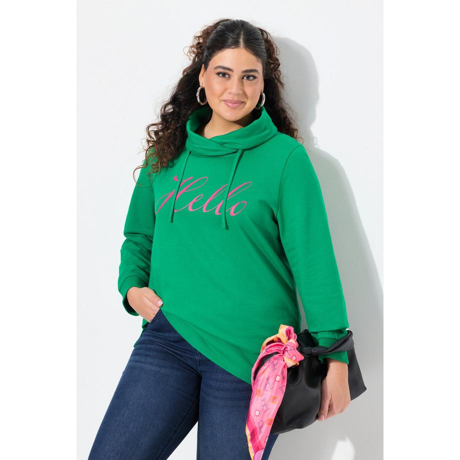 Ulla Popken Sweatshirt Classic Fit Hello Col Montant  