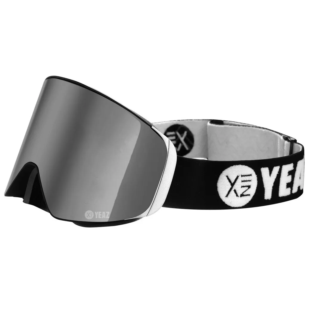 YEAZ - APEX Masque de ski/snowboard avec écran aimanté argenté/blanc, Gris Tourterelle
