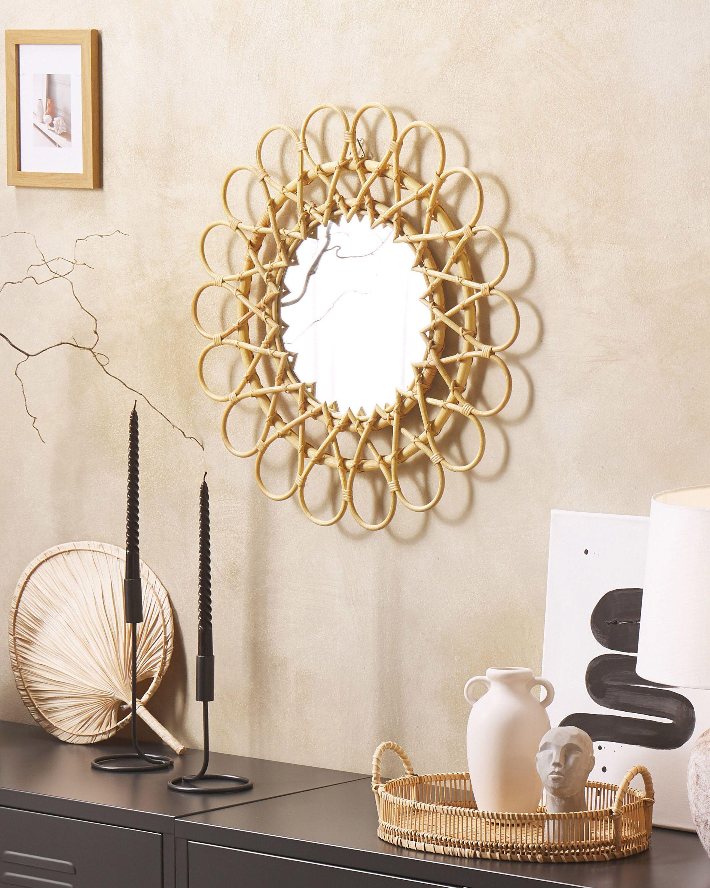 Beliani Miroir en Rotin Boho BABAI  