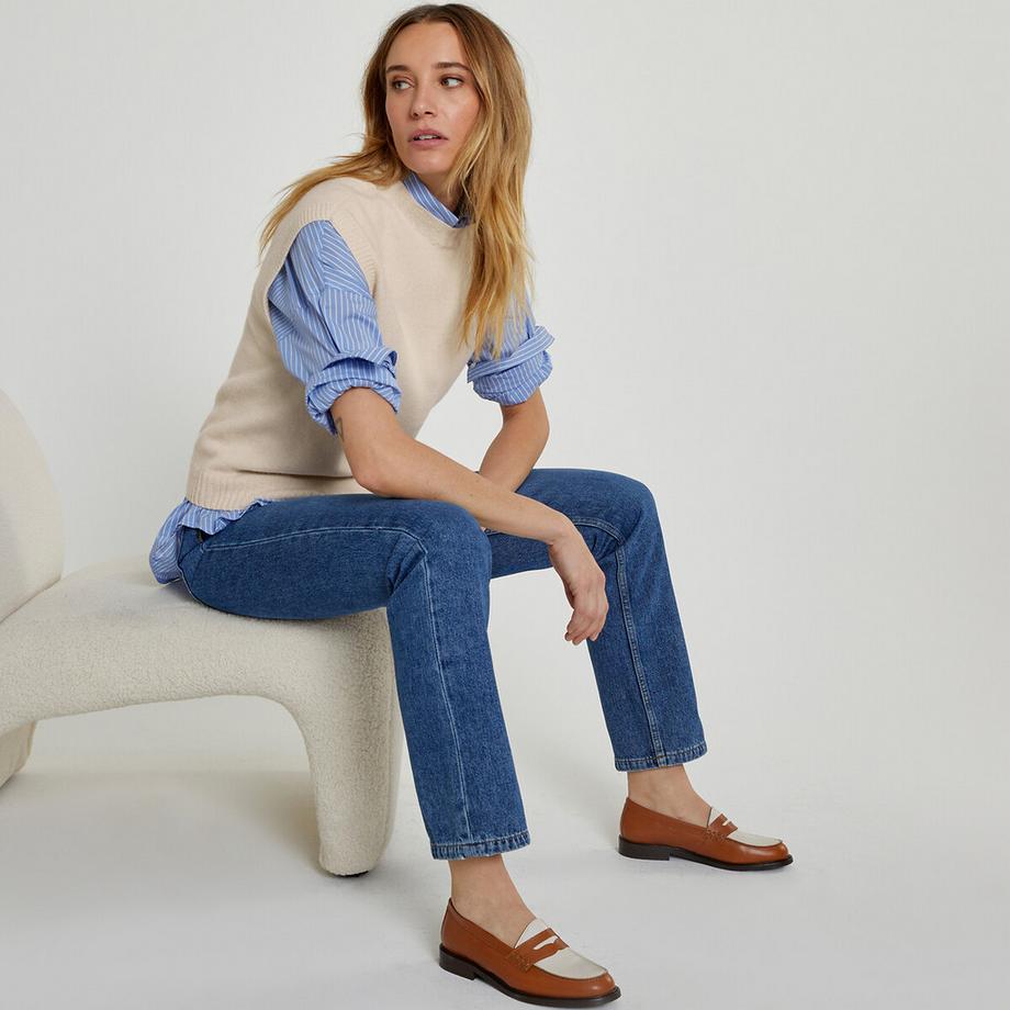 La Redoute Collections Mocassins Penny Loafers Bicolores en Cuir  