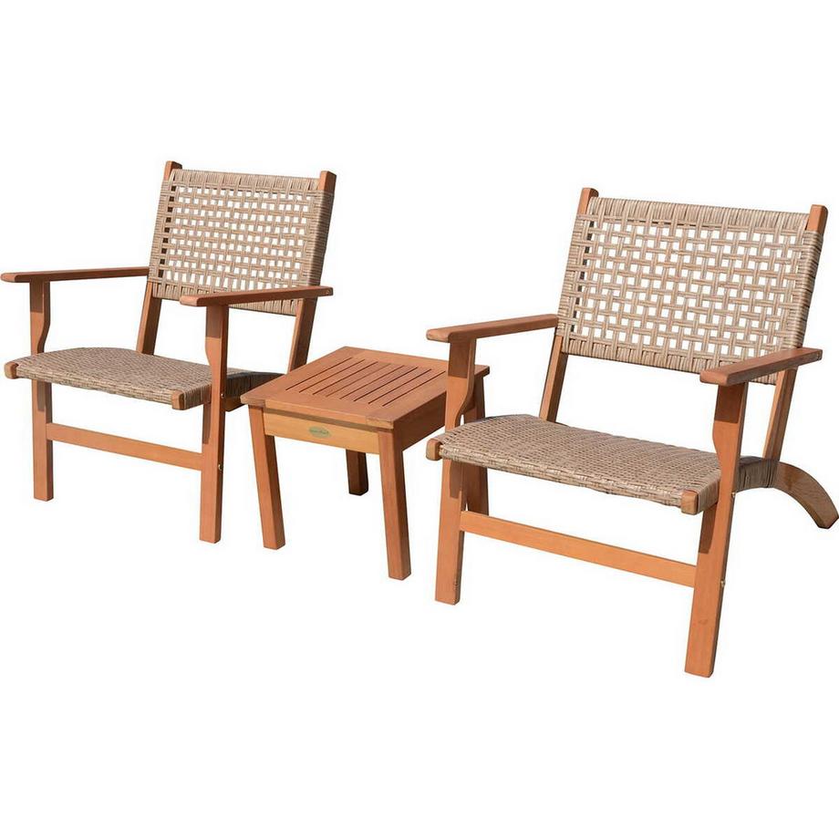 mutoni Gruppo di sedute da giardino naturale Sonora (set di 3)  