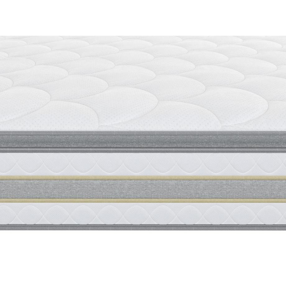 DREAMEA Set aus Bettgestell mit Bettkasten + Taschenfederkernmatratze & Topper - 160 x 200 cm - Stärke 29 cm - Weiß - CANTERBURY von YSMÉE  