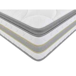 DREAMEA Set aus Bettgestell mit Bettkasten + Taschenfederkernmatratze & Topper - 160 x 200 cm - Stärke 29 cm - Weiß - CANTERBURY von YSMÉE  