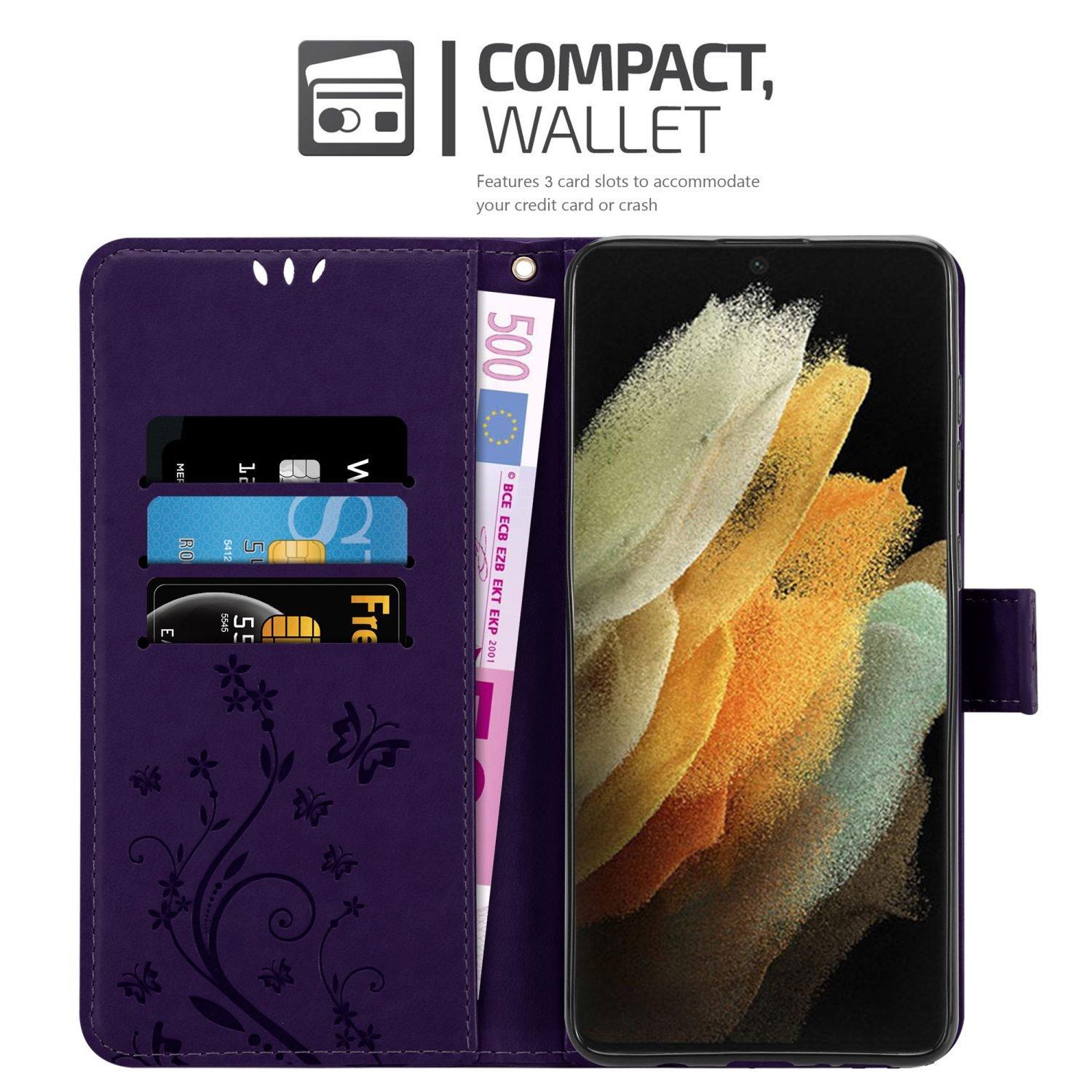 Cadorabo  Housse compatible avec Samsung Galaxy S22 ULTRA - Coque de protection au design floral avec fermeture magnétique, fonction de support et emplacements pour cartes 