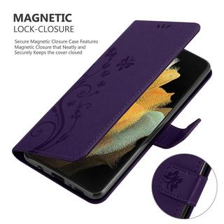 Cadorabo  Housse compatible avec Samsung Galaxy S22 ULTRA - Coque de protection au design floral avec fermeture magnétique, fonction de support et emplacements pour cartes 