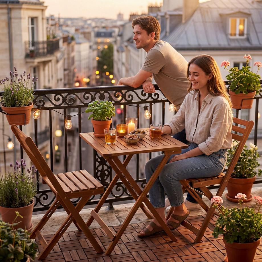 Tectake Ensemble Bistro Sollér, pliable, résistant aux intempières, préassemblé, facile à ranger  