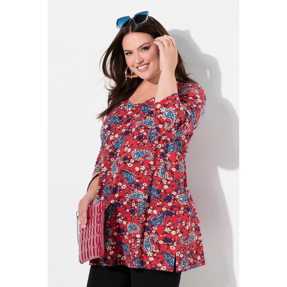 Ulla Popken Longshirt A-Linie Rundhalsausschnitt 3/4-Arm  