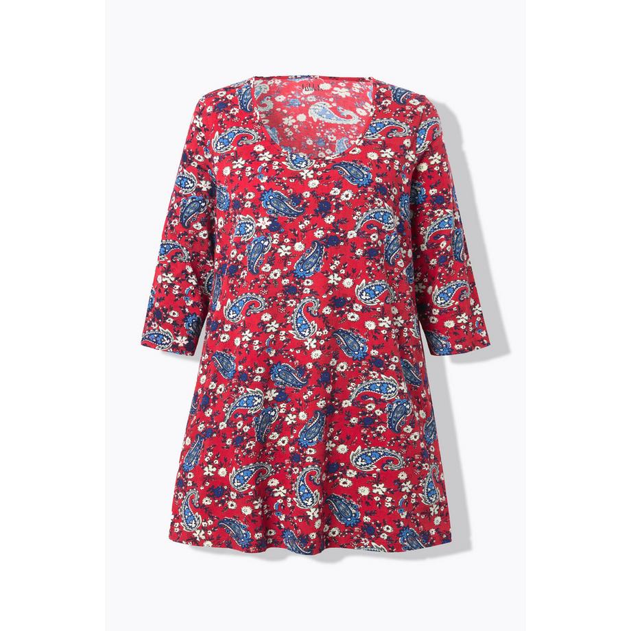 Ulla Popken Longshirt A-Linie Rundhalsausschnitt 3/4-Arm  