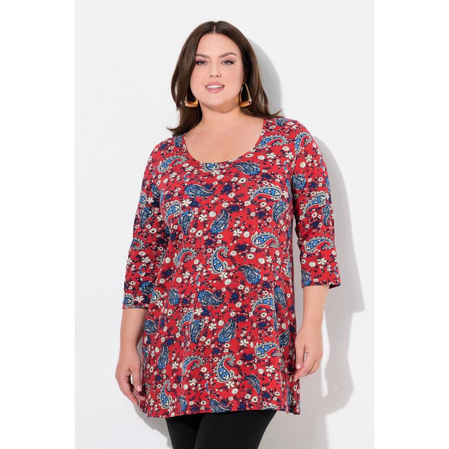 Ulla Popken Longshirt A-Linie Rundhalsausschnitt 3/4-Arm  