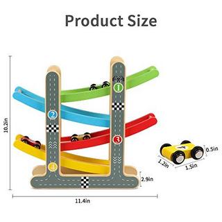 Activity-board  Spielzeug-Autobahn-Set mit 4 Mini-Autos Rennbahn Holz-Rennbahn 
