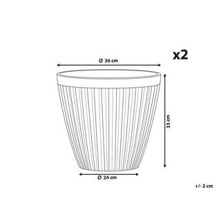 Beliani Set mit 2 Blumentöpfen aus Lehm-Faser-Mischung Klassisch POKA  