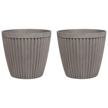 Lot de 2 pots de fleurs en Mélange de pierre Traditionnel POKA