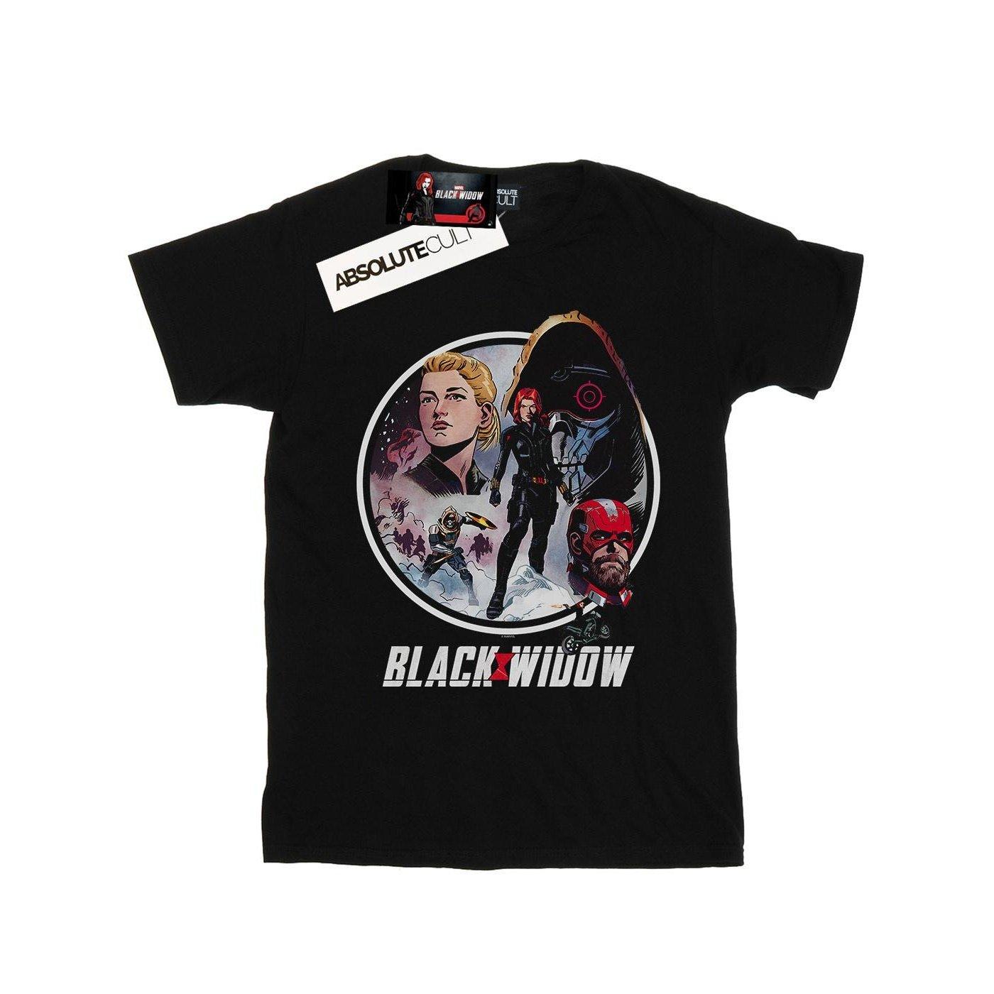 Image of Black Widow Movie Vintage Circle Tshirt Herren Schwarz M