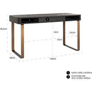 mutoni Bureau Blackbone laiton noir 140  