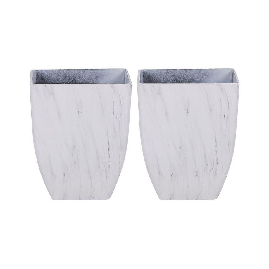 Beliani Set mit 2 Blumentöpfen aus Lehm-Faser-Mischung Skandinavisch MIRO  