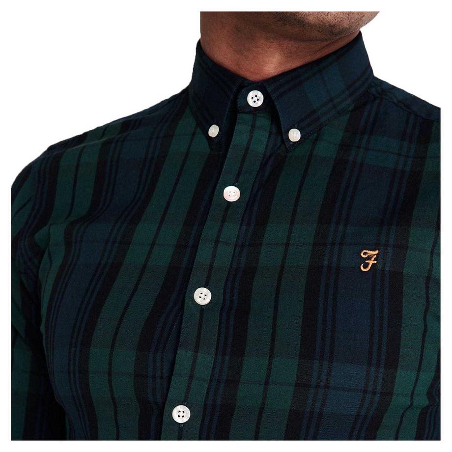 FARAH  Camicia Button Down A Quadri Cotone 