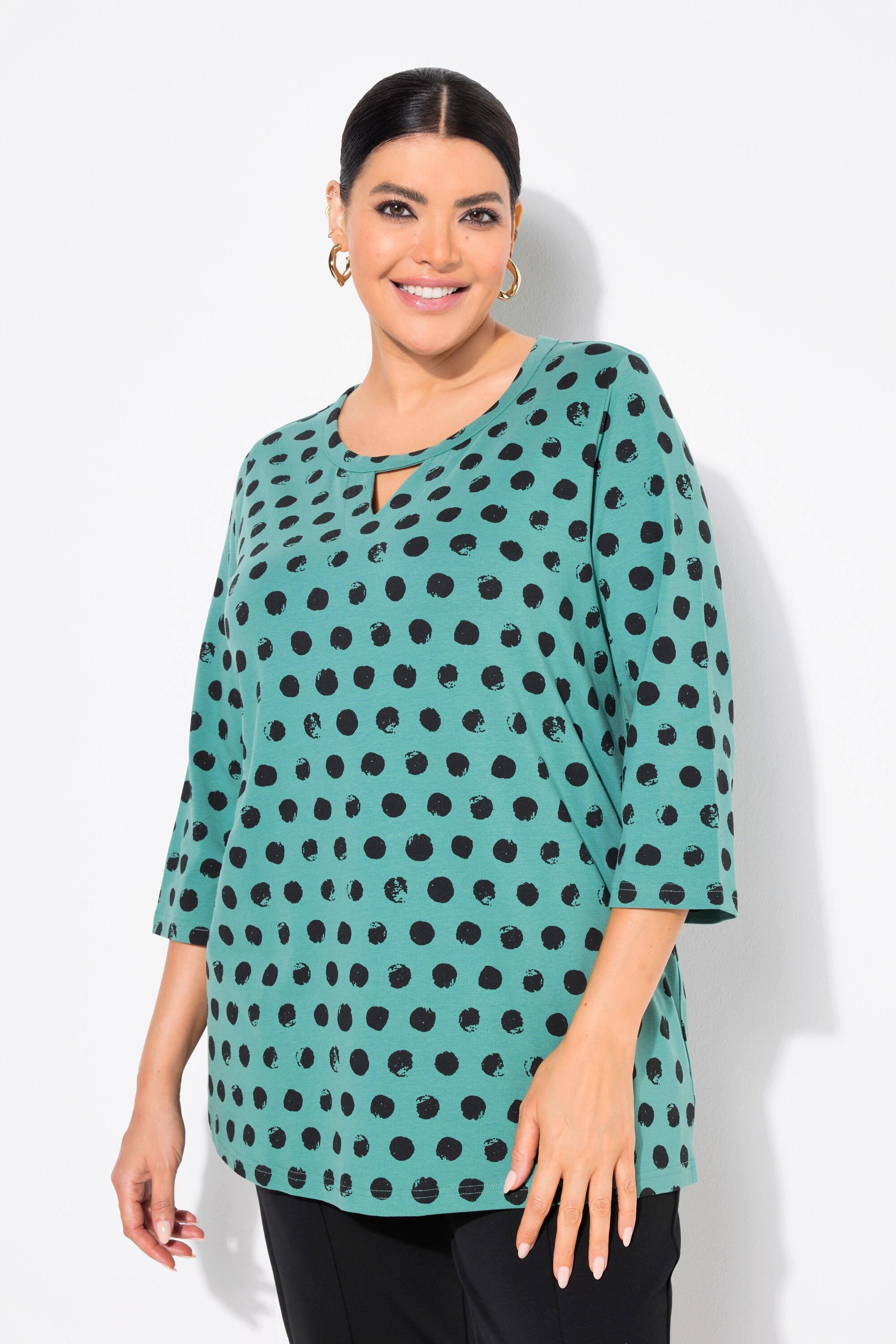 Ulla Popken  Shirt, Tupfen, Classic, Rundhals, 3/4-Arm 