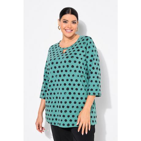 Ulla Popken  Shirt, Tupfen, Classic, Rundhals, 3/4-Arm 