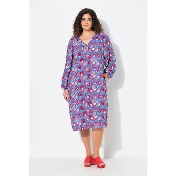 Abito midi dal taglio oversize con conchiglie, scollo a V e maniche lunghe