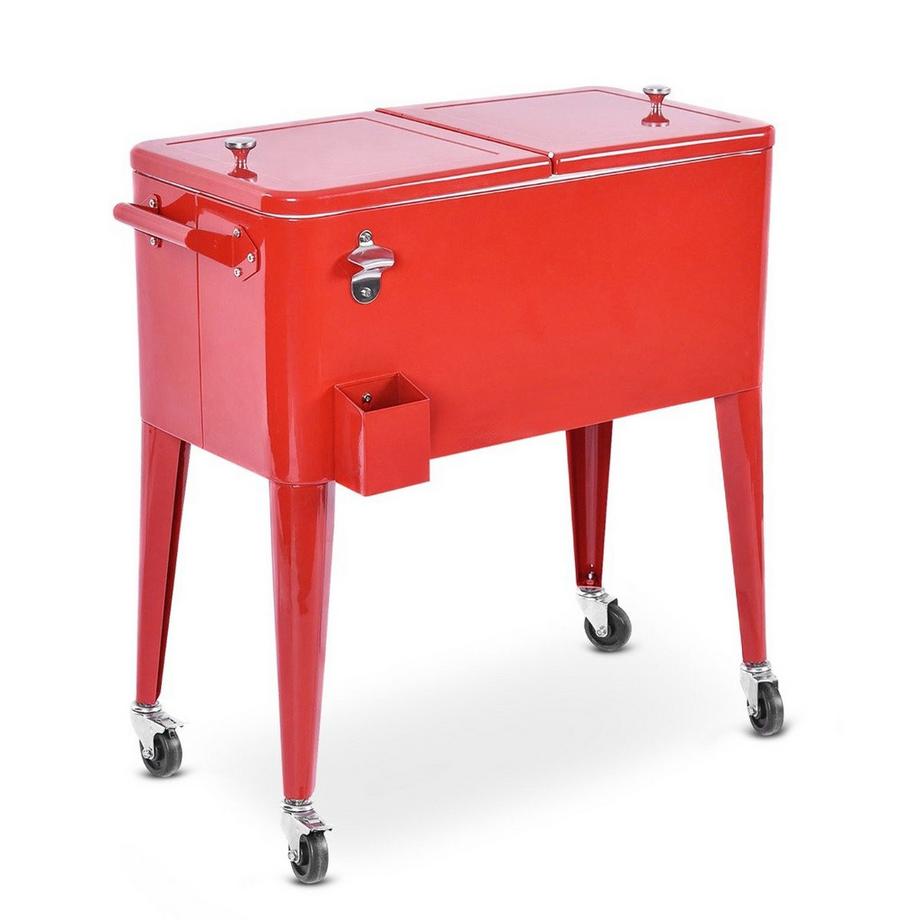 Northix  Chariot réfrigérant 76L à roulettes chariot latéral glacière mobile chariot à boissons 91 x 48 x 87 cm rouge 