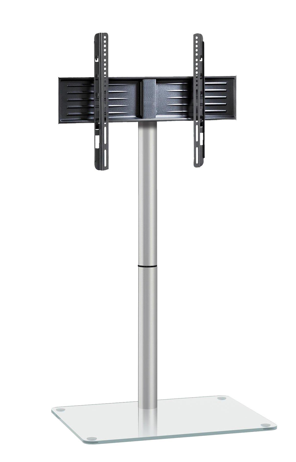 VCM TV Standfuß | Alu Fernseh Ständer | ESG-Sicherheitsglas | Maße ca. H. 100 x B. 60 x T. 45 cm - Alani  