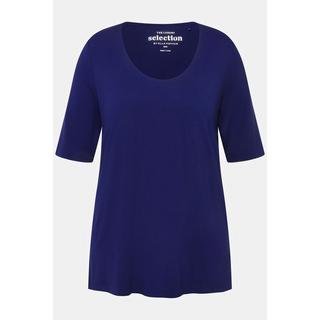 Ulla Popken  T-shirt con davanti doppio, scollo a V e mezze maniche 