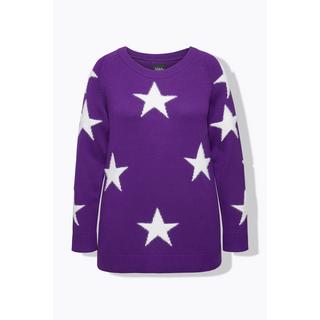 Ulla Popken  Pull à col rond et manches longues raglan, étoiles brillantes 