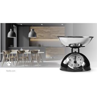 Nedis Balance de cuisine | Analogique | Acier inoxydable | Bol amovible | Noir  