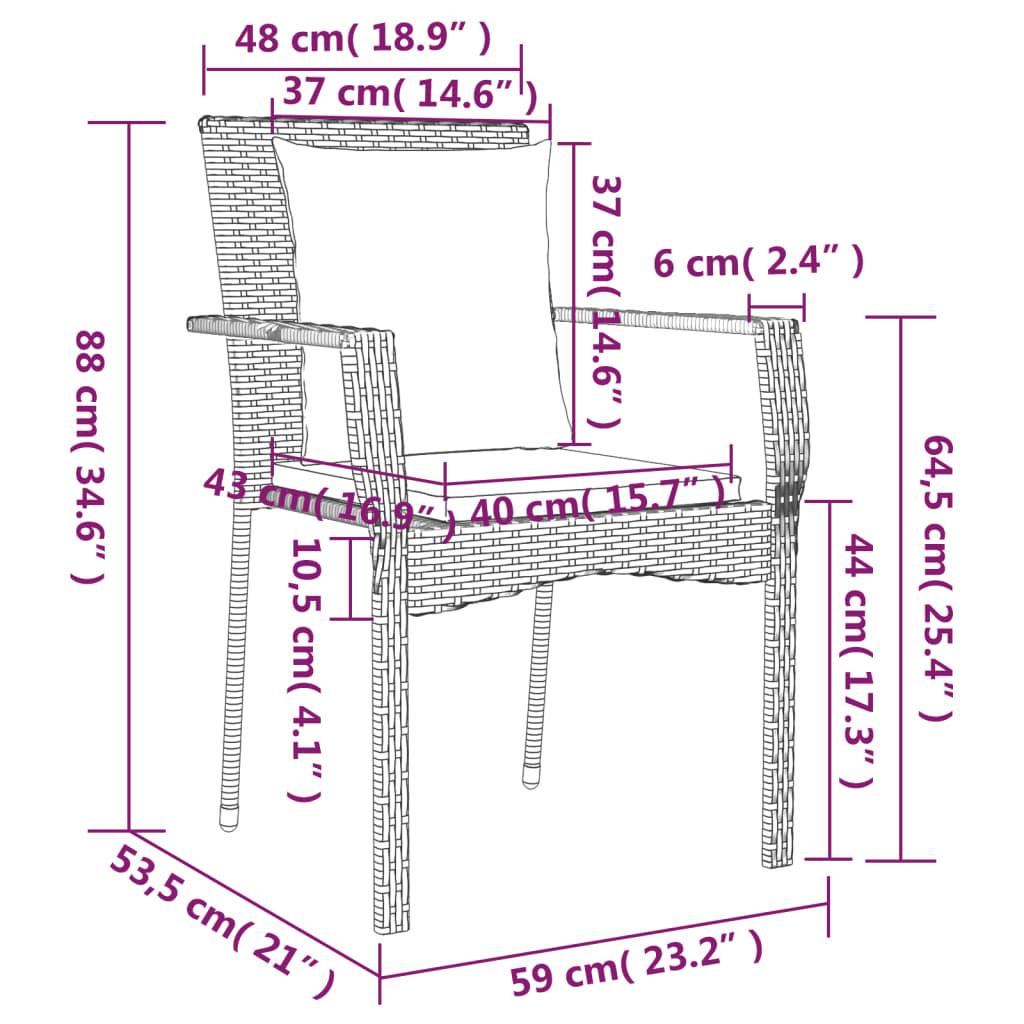 VidaXL Ensemble de salle à manger de jardin rotin synthétique  