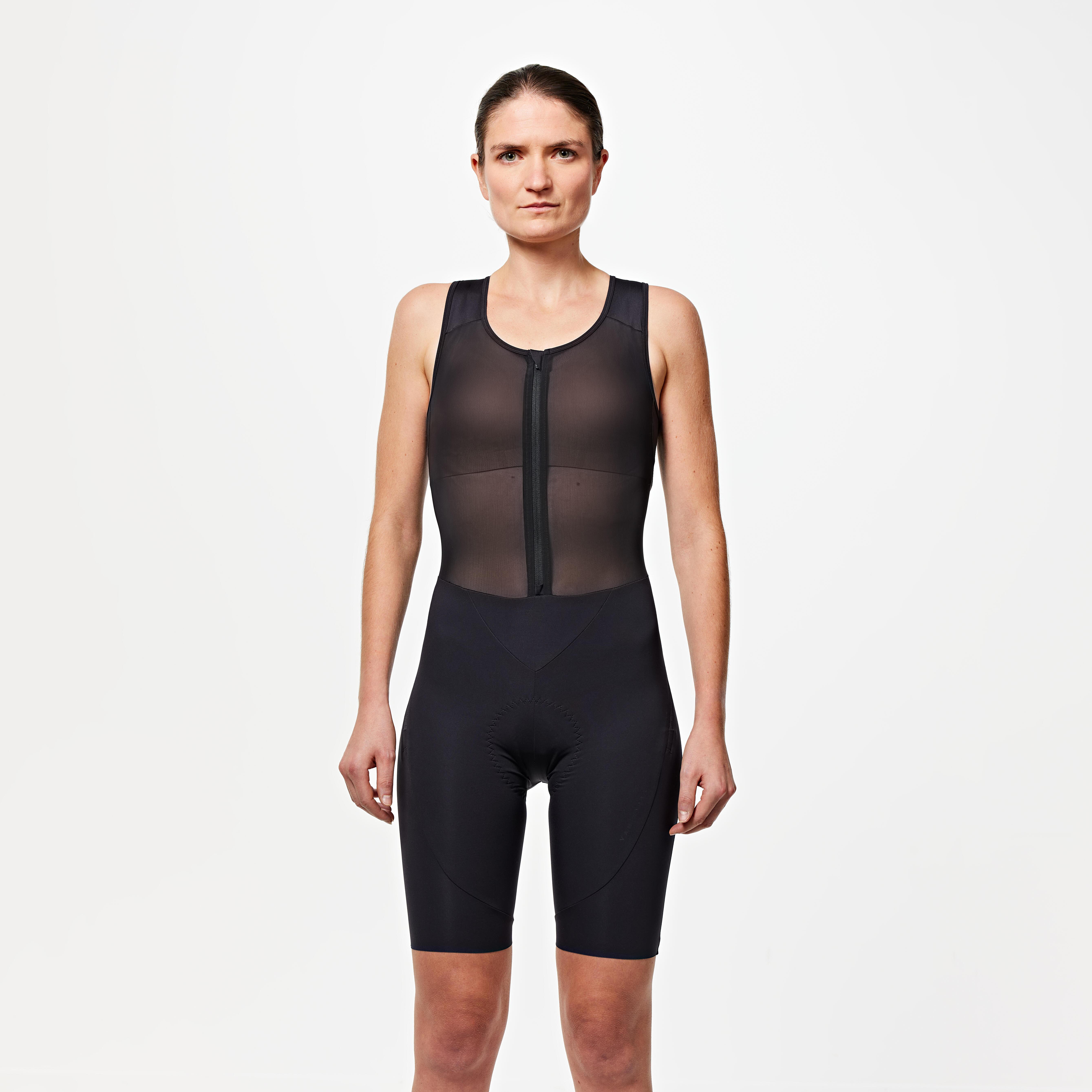 Image of Radhose Mit Trägern - Quick-zip Damen Schwarz Leicht XS