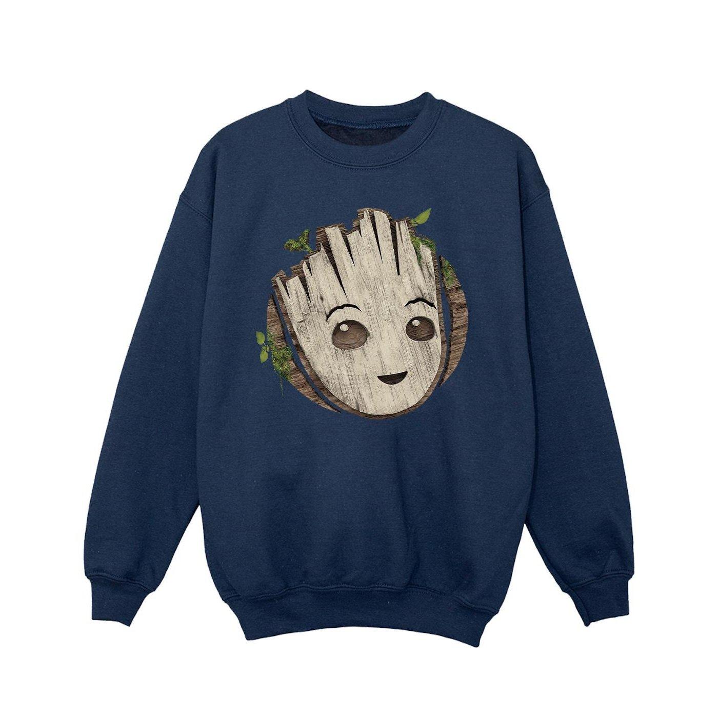 Image of I Am Groot Wooden Head Sweatshirt Unisex Marine 116