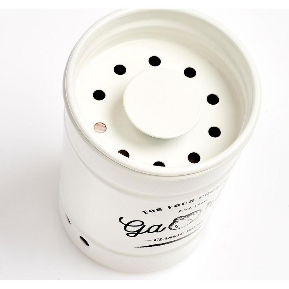 Zeller Present  Knoblauchtopf Vorratstopf Metall weiss ø7.4-9.3x12cm 