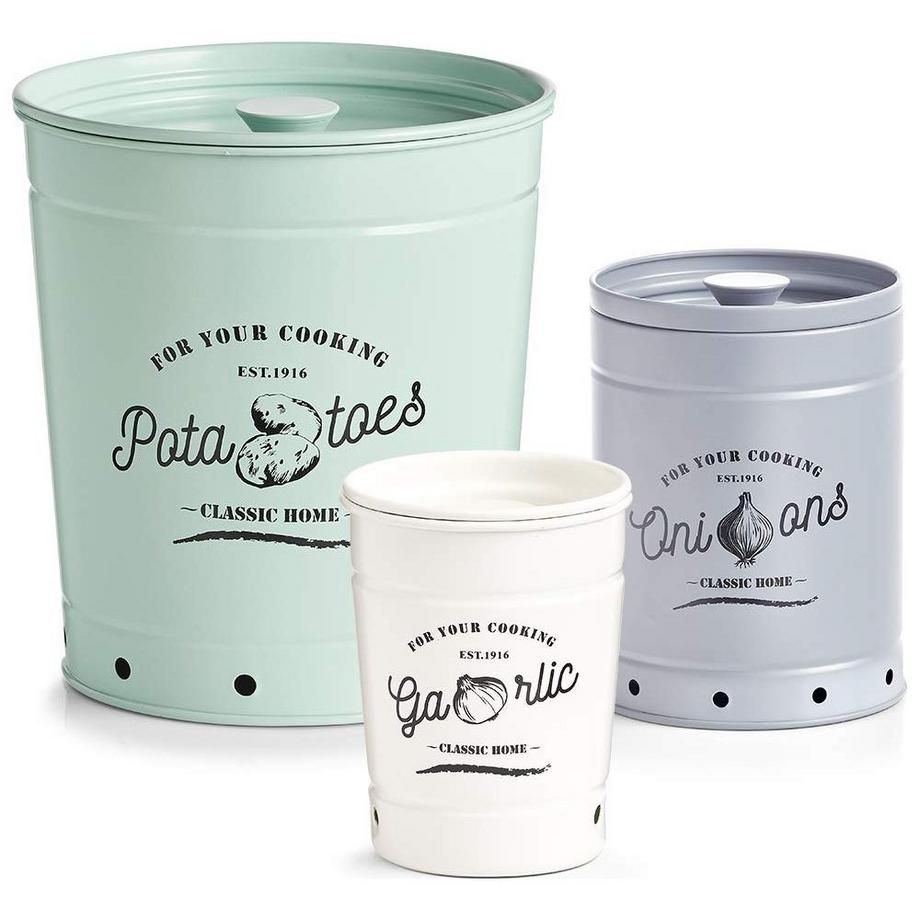 Zeller Present  Knoblauchtopf Vorratstopf Metall weiss ø7.4-9.3x12cm 