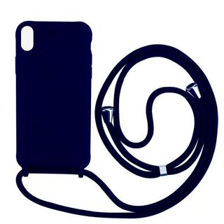 mobileup  Silikon Case mit Kordel iPhone XS Max - Dark Blue 