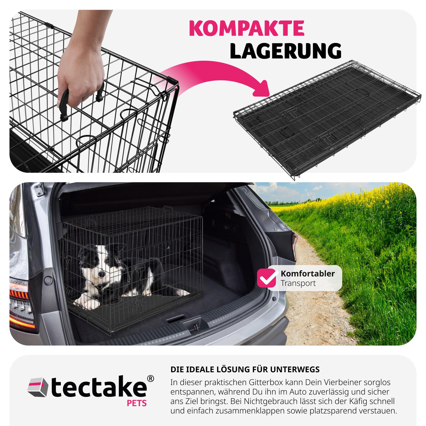 Tectake  Hundekäfig-Gitterbox Luna, klappbar, mit 2 Türen 